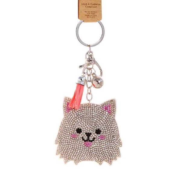 Dog Rhinestone Dog Plush Keychain Nwt Poshmark